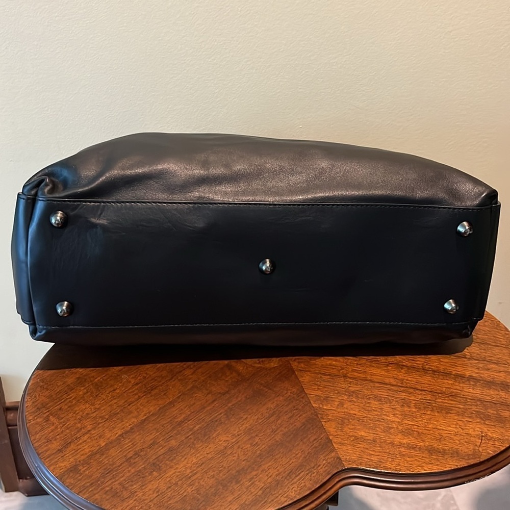 Asia Bellucci Shoulder bag genuine leather horse hair trim black Italy NWOT - Picture 10 of 17